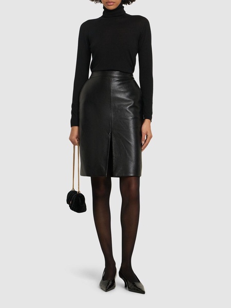 Tyra leather blend pencil midi skirt