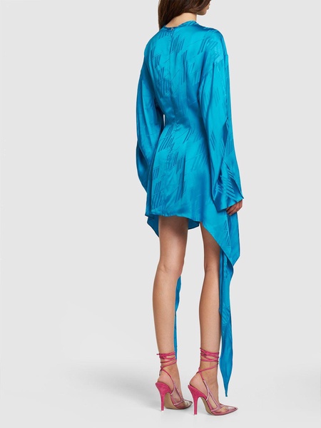 Louie logo jacquard satin mini dress