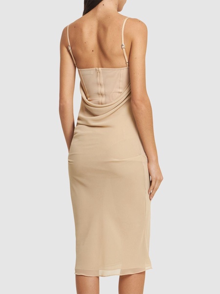 Georgette & tulle embellished midi dress