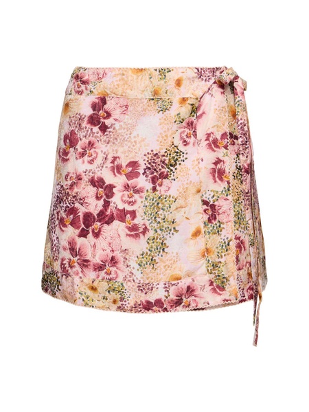 Luna printed viscose mini wrap skirt