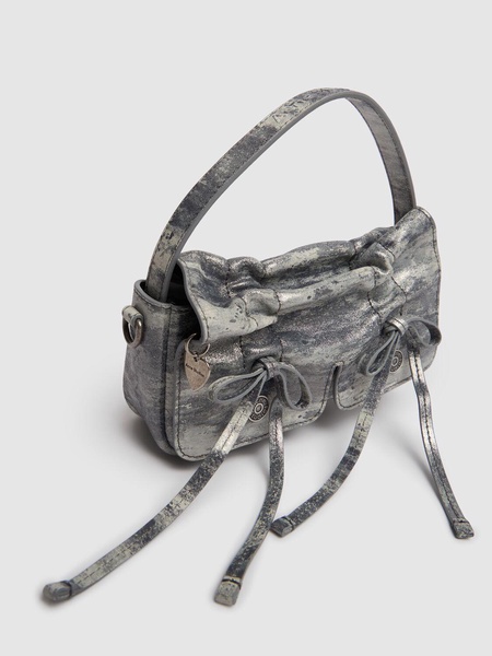 Micro Multipocket laminated suede bag