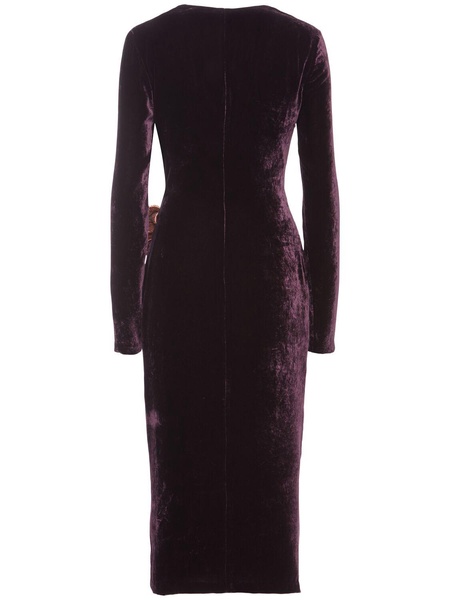 Fluid velvet midi wrap dress