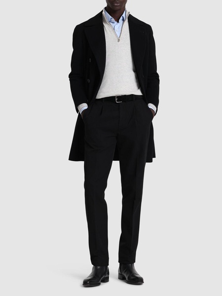 Cotton gabardine straight pants