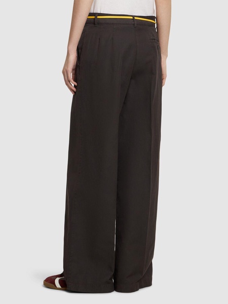 Cotton gabardine wide leg pants