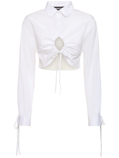 Cotton crop shirt w/ rib knit back