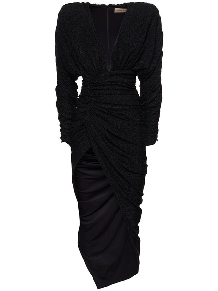 Draped lurex jersey long dress