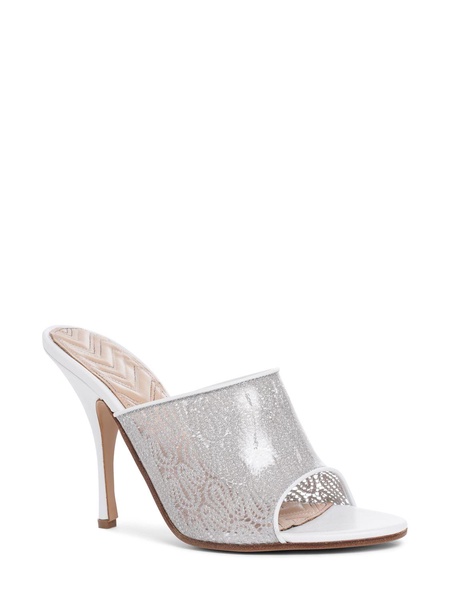 105mm PVC & lamé mule sandals