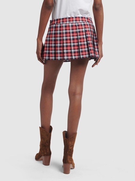 Plaid cotton mini skirt w/ zips