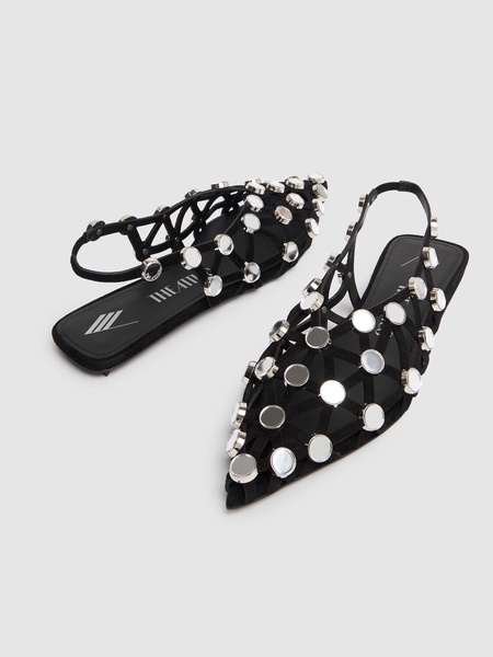 10mm Grid suede ballerina flats