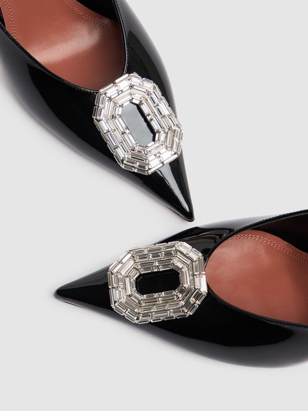 90mm Camelia patent leather mules