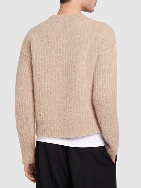 Ribbed mohair blend crewneck sweater