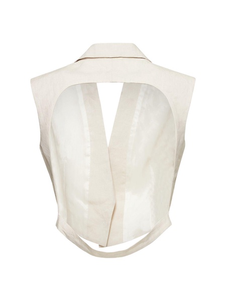 Tailored linen open back crop vest