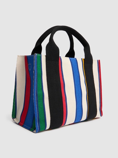Small striped canvas shopping bag