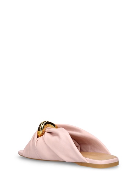 Corner leather slide sandals
