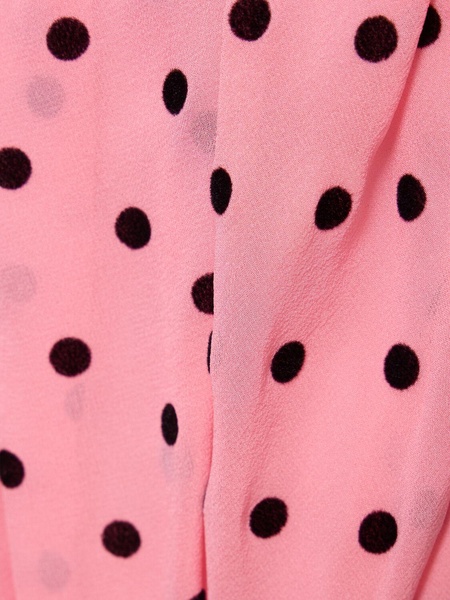 Flocked polka dot silk georgette dress