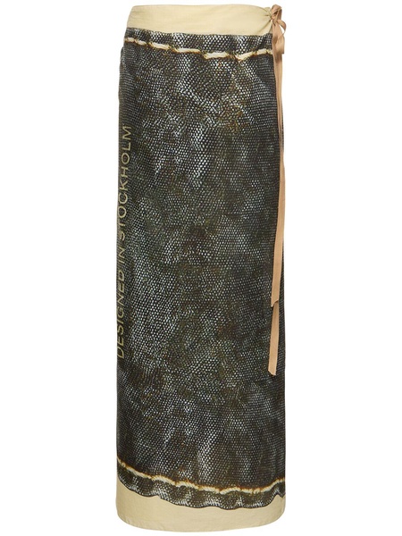 Printed cotton wrap skirt