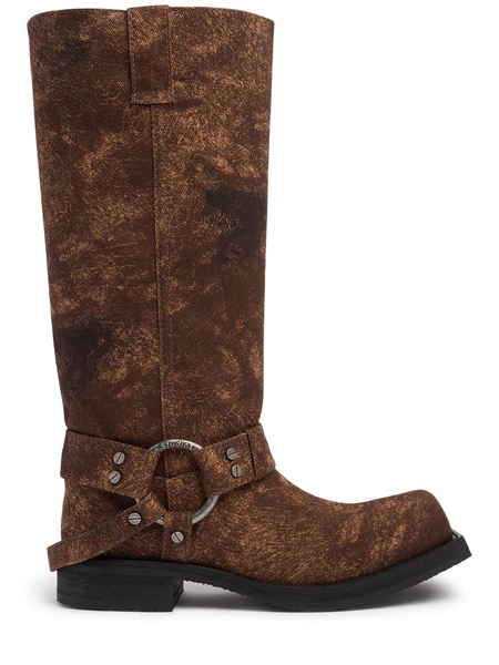 35mm Balius coated denim biker boots