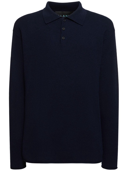 Cashmere & cotton knit l/s polo