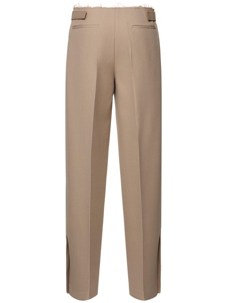 Pleated wool blend wide pants