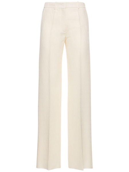 Wo & silk crepe logo h/wa straight pants