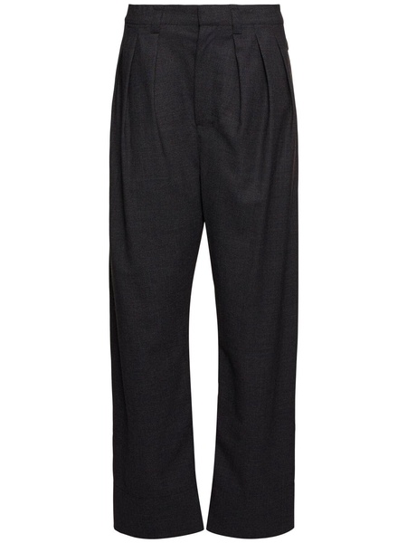 Tailored soft wool wide leg pants