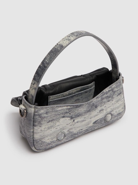 Micro Multipocket laminated suede bag