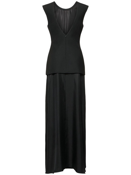Open back long dress w/ silk skirt