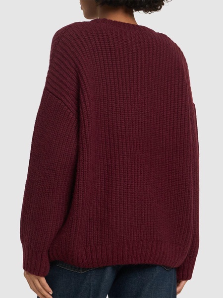 Sydney logo wool blend rib knit sweater
