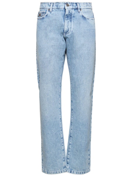 Stonewashed denim straight jeans