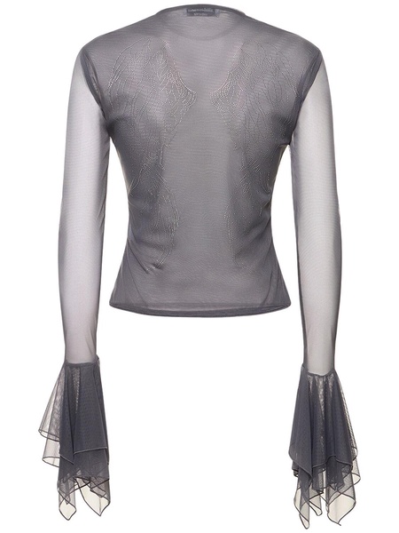 Tulle ruffled long sleeve top
