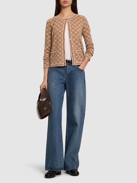 Tivoli knit jacquard logo cardigan