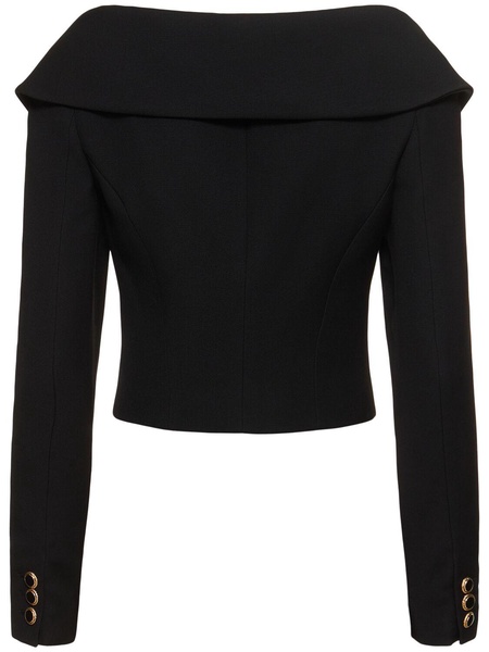 Off-shoulder wool cardigan