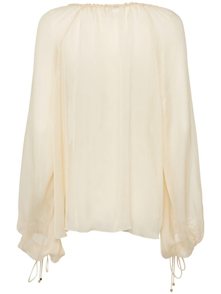 Ruffled silk georgette shirt