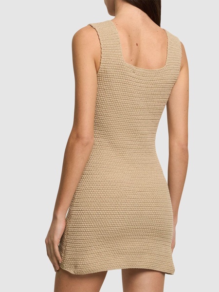 Chunky knit cotton blend mini dress