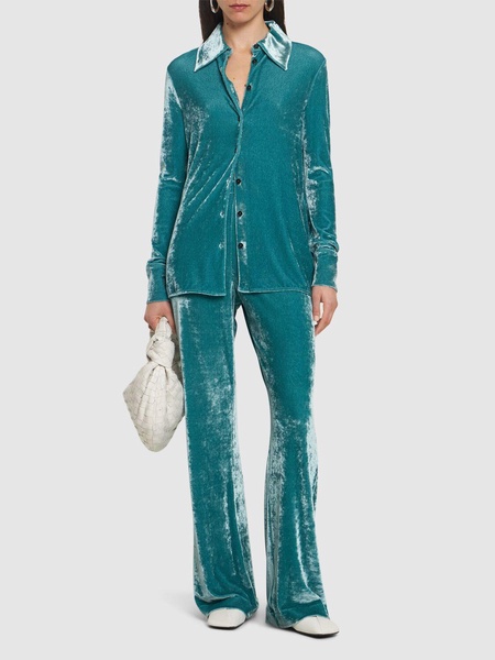 Velvet jersey straight pants
