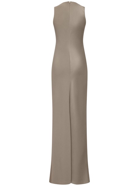 Viscose blend crepe long dress