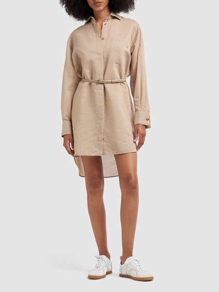 Brioso cotton & silk striped mini dress