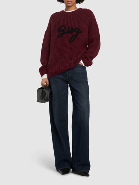 Sydney logo wool blend rib knit sweater