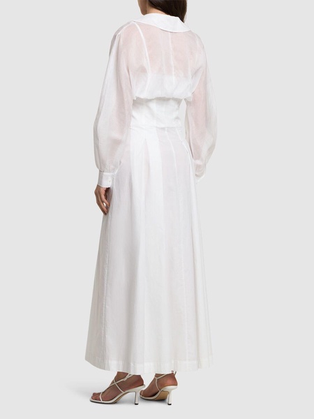 Stretch cotton poplin long dress