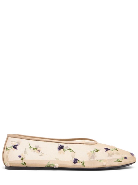 5mm Marcy embroidered mesh ballerinas