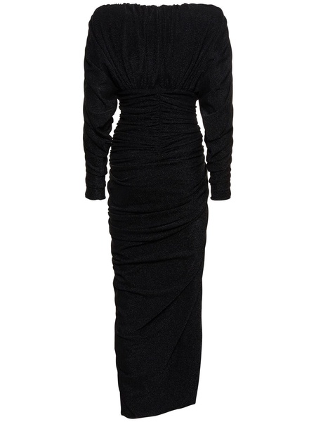 Draped lurex jersey long dress