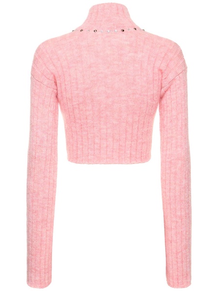 Mohair blend knit crop cardigan