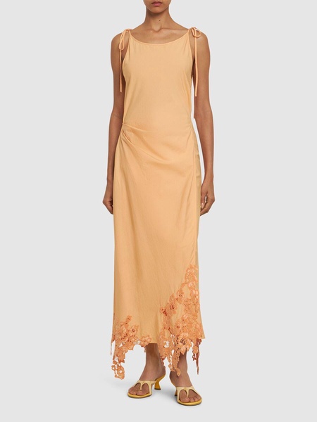 Cotton midi dress w/lace