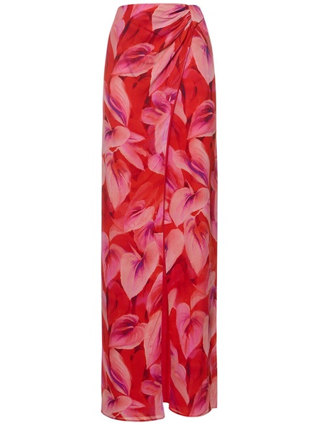 Phoebe printed viscose midi wrap skirt