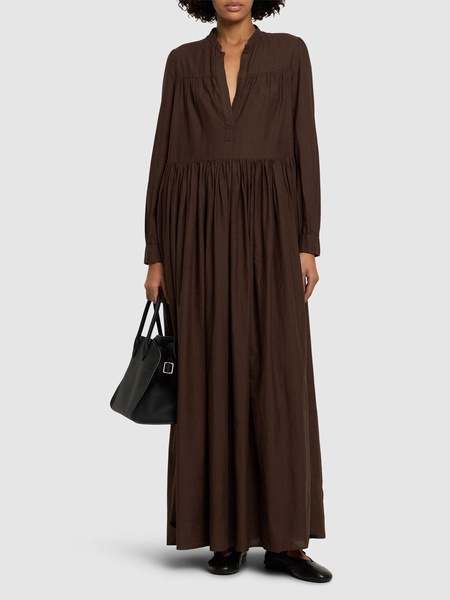 Cotton muslin draped long dress