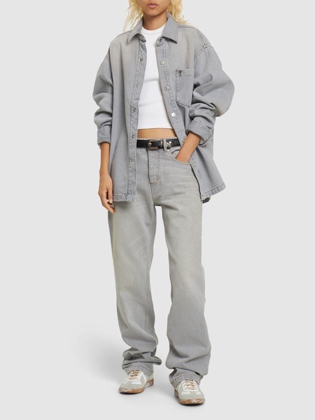 Mid rise straight fit denim jeans