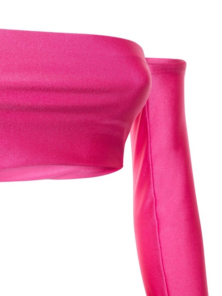 Lexi off-shoulder shiny lycra crop top