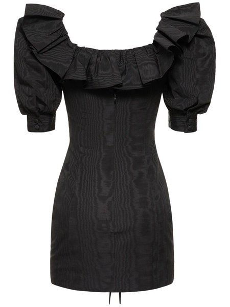 Moiré mini dress w/ lace-up detail