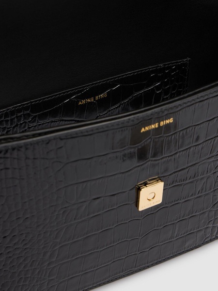 Elly croc embossed leather shoulder bag