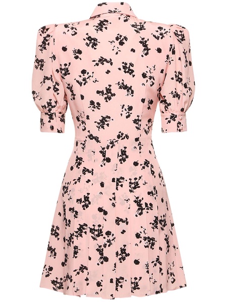 Printed silk short sleeve mini dress